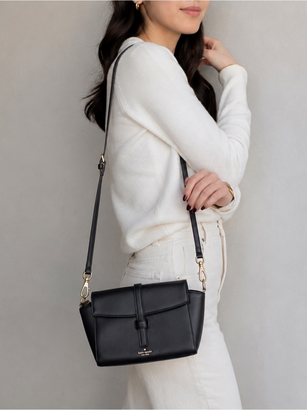 Kate Spade Riverside Street Emmie Black Leather Crossbody Bag /Clutch.